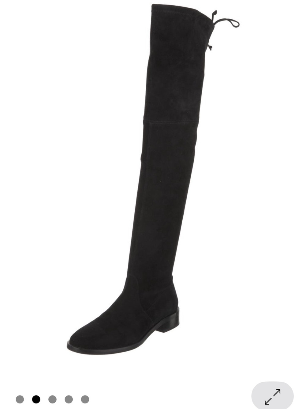 Stuart Weitzman Lowland Black Suede Over-the-Knee Boots Size 9 Flat Tie-Back